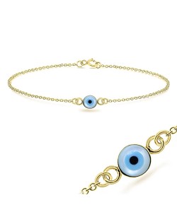 Evil Eye Round Shape Silver Bracelet BRS-201-GP